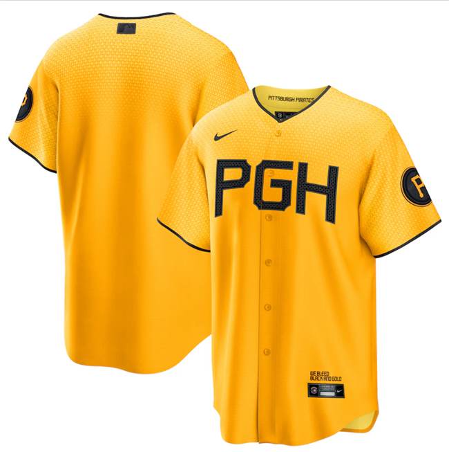 Men's Pittsburgh Pirates Blank Gold 2023 City Connect Stitched Jersey
